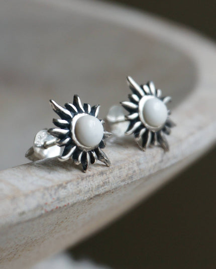 "Sunburst" Limited Edition White Agate Earrings