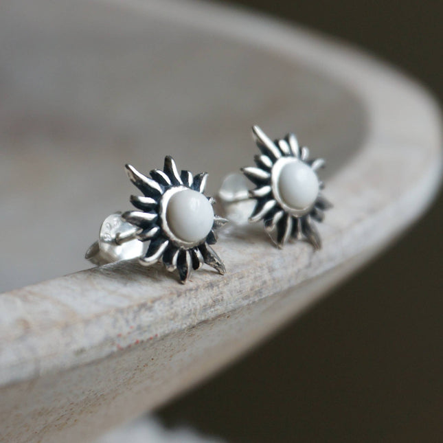 "Sunburst" Limited Edition White Agate Earrings