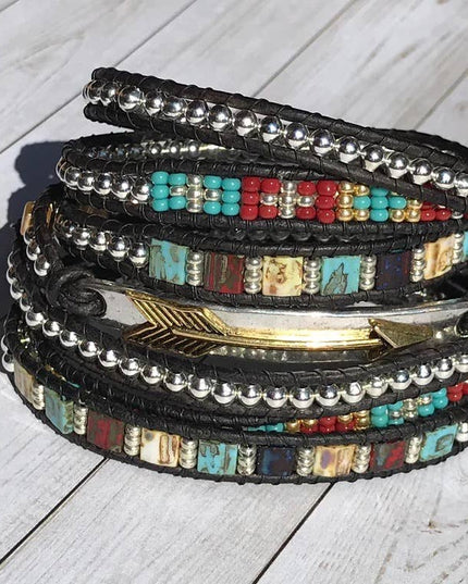 "Arrow" Boho Chic Leather Wrap Bracelet