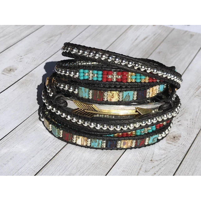 "Arrow" Boho Chic Leather Wrap Bracelet
