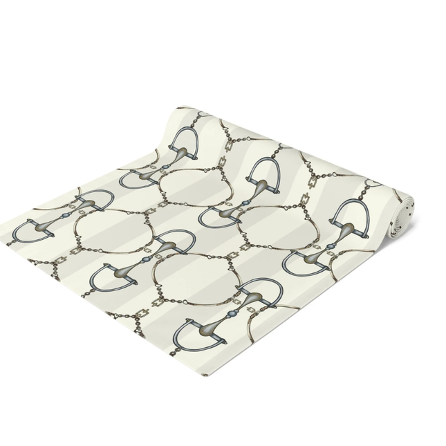 Ivory and Cream Stripe D-Ring snaffle Bit Table Runner