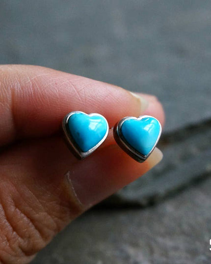 Turquoise Heart Stud Earrings
