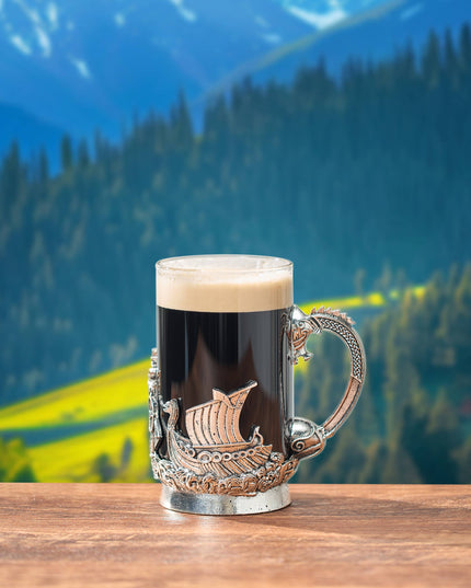 Viking & Mythological Pewter Beer Glass, 18OZ