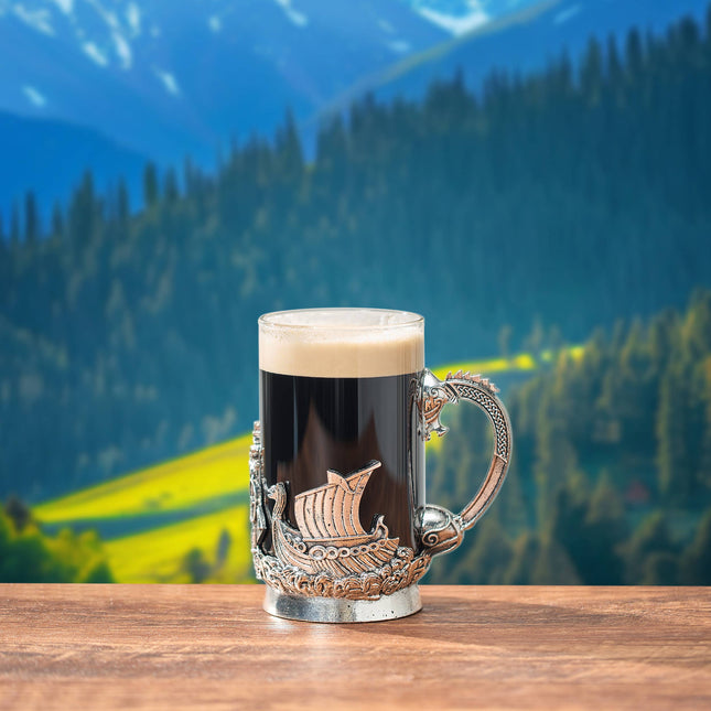 Viking & Mythological Pewter Beer Glass, 18OZ