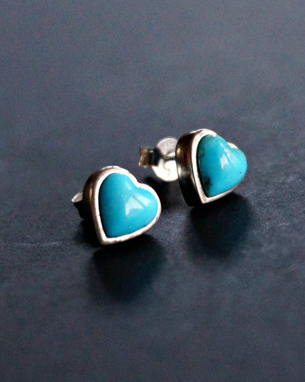 Turquoise Heart Stud Earrings
