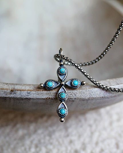 Giulia Cross Necklace: Sterling silver 16-18"