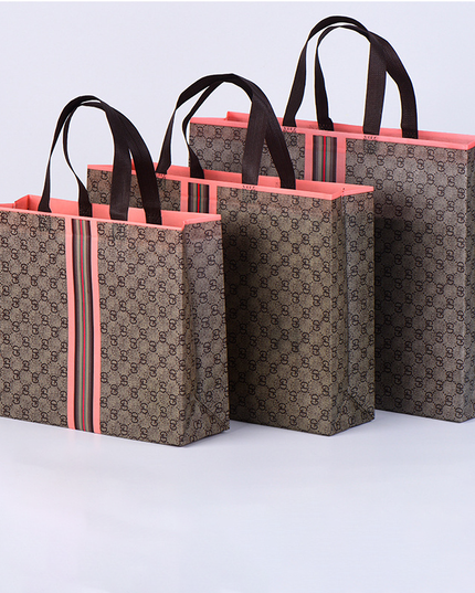 ByHome - 50pcs, 4 Sizes Luxury Grid Pink Stripes Non-woven Gift Bag: Xsmall