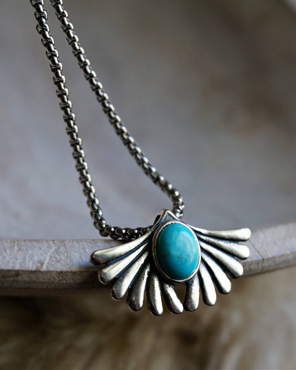Prayer Turquoise Necklace: Sterling silver 16-18"