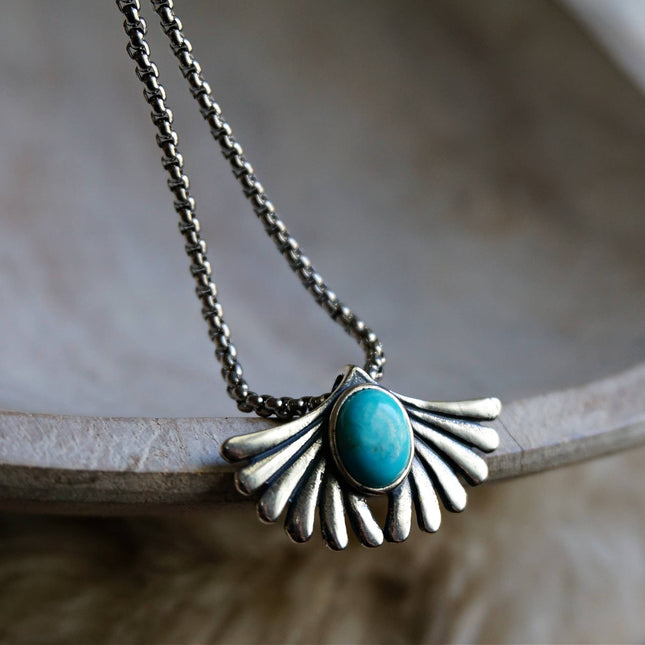Prayer Turquoise Necklace: Sterling silver 16-18"