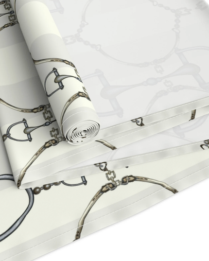 Ivory and Cream Stripe D-Ring snaffle Bit Table Runner