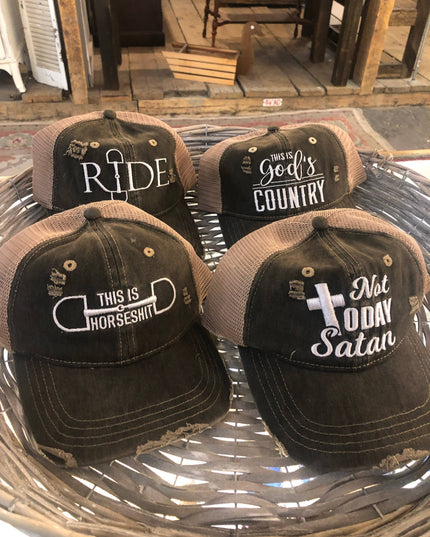 This is HorseShit Distressed Trucker Baseball Cap - by Westrian International