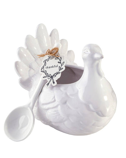 Ceramic Turkey Gravy Boat + Spoon
