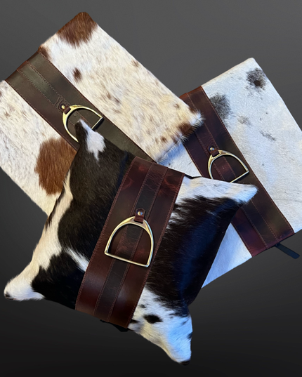 Equestrian English Stirrup Iron Cowhide Leather Pillow 