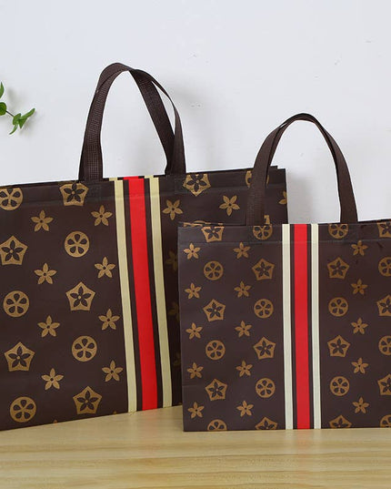 ByHome - 50pcs, 3 Sizes Star Leaf Brown Red Stripe Non-woven Gift Bag: Small