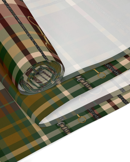 Green Plaid Dressage Christmas Equestrian Table Runner: Polyester