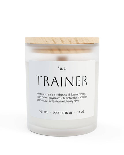 "Trainer" Oakmoss and Amber Frosted Glass Candle, 11oz