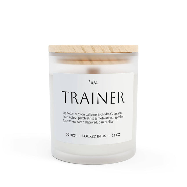 "Trainer" Oakmoss and Amber Frosted Glass Candle, 11oz