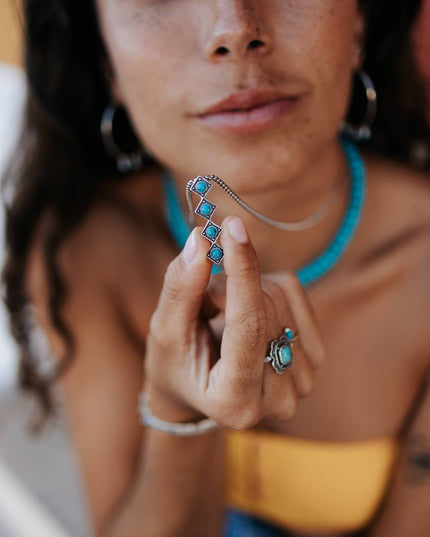Itotia Turquoise Necklace: Stainless steel 22-24"