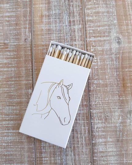 White Oversized Horse Head Matches with Gold Foil: White