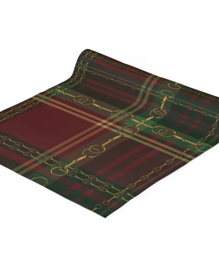 Red and Green Dressage Christmas Equestrian Table Runner: Polyester