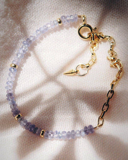 Tanzanite & Gold Chain Bracelet - Ke'ala
