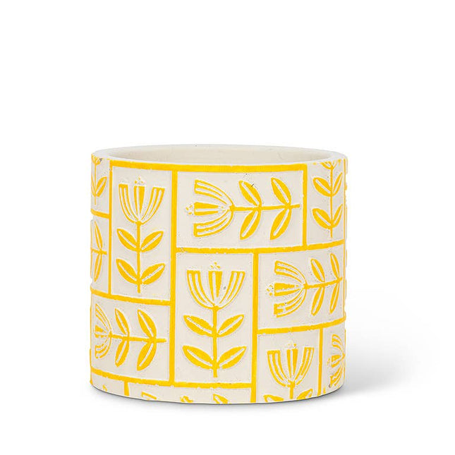 Small Yellow Floral Grid Planter-4" H *PLANT INCLUDED!!