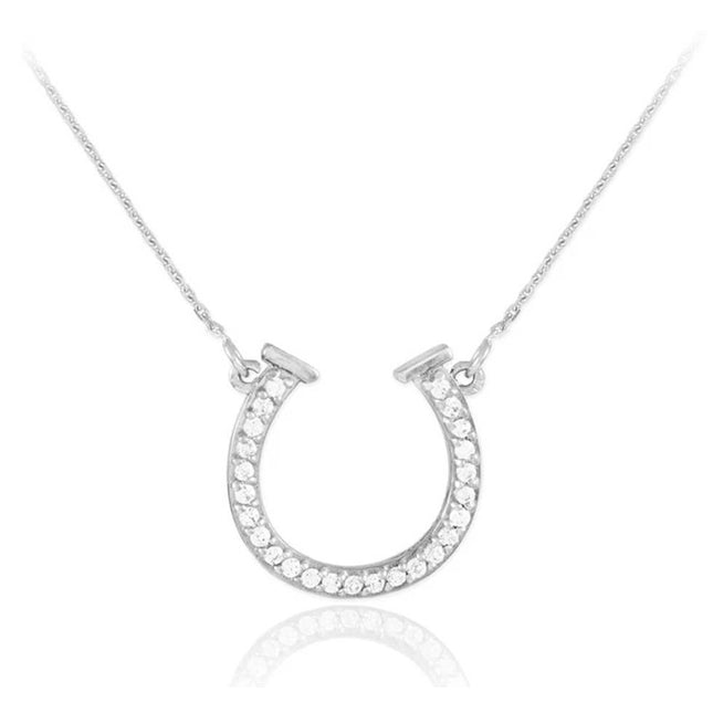 Sterling Silver Horseshoe Equestrian Necklace