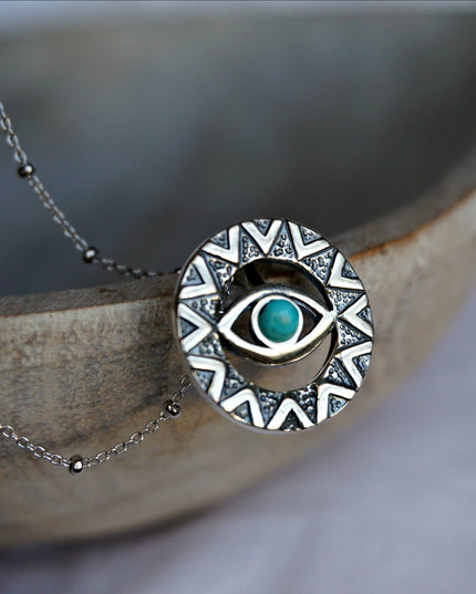 Evil eye Turquoise Necklace: Sterling silver