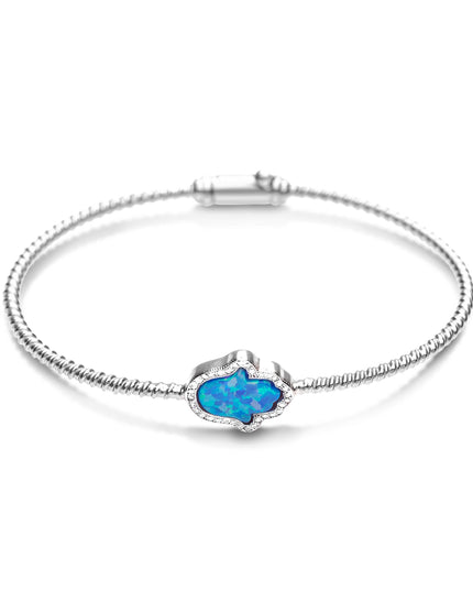 Blue Opal Hamsa Bangle Bracelet