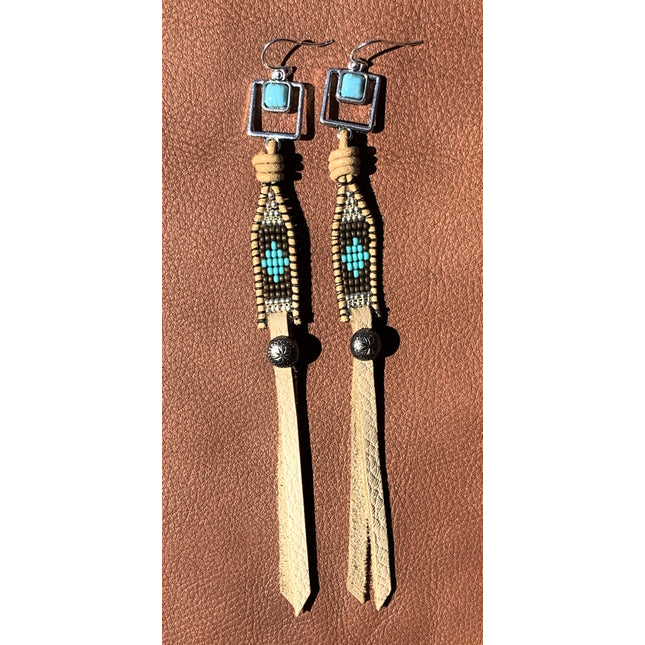 Buckskin ~ Leather Earrings, Native American Style