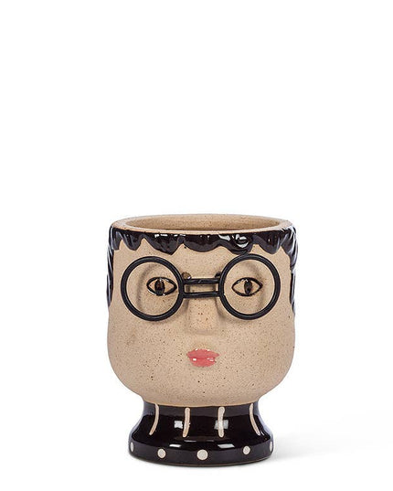 Sm Face w/Glasses Planter-3.5" *PLANT INCLUDED!!