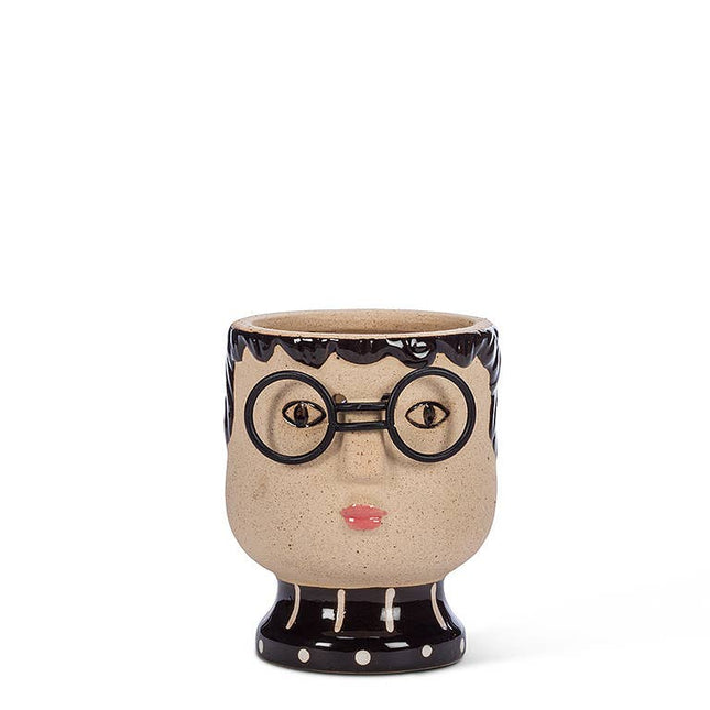 Sm Face w/Glasses Planter-3.5" *PLANT INCLUDED!!