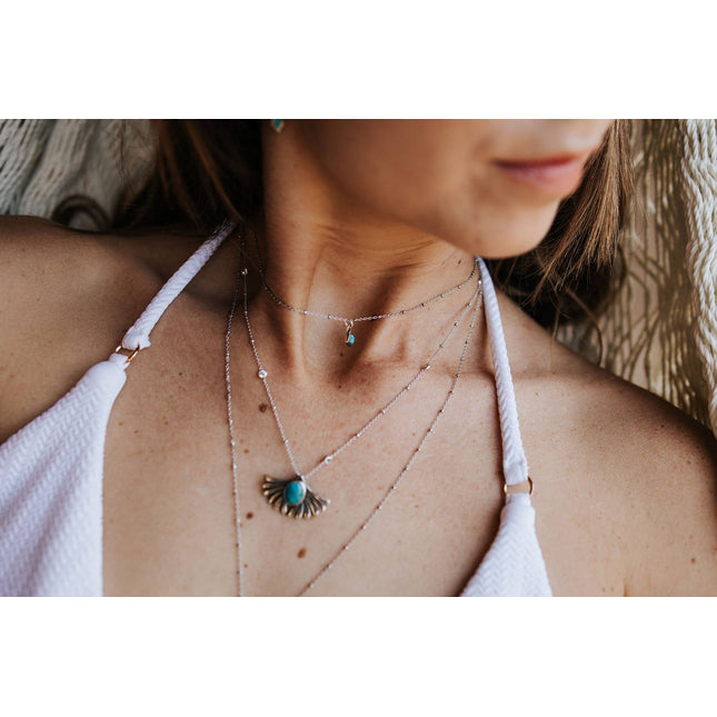 Prayer Turquoise Necklace: Sterling silver 16-18"