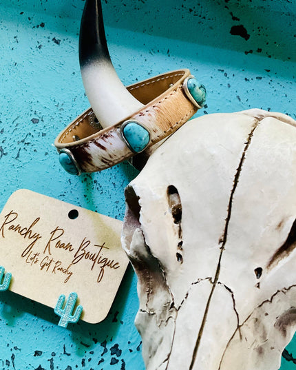 Cowhide Leather Stone Bracelet