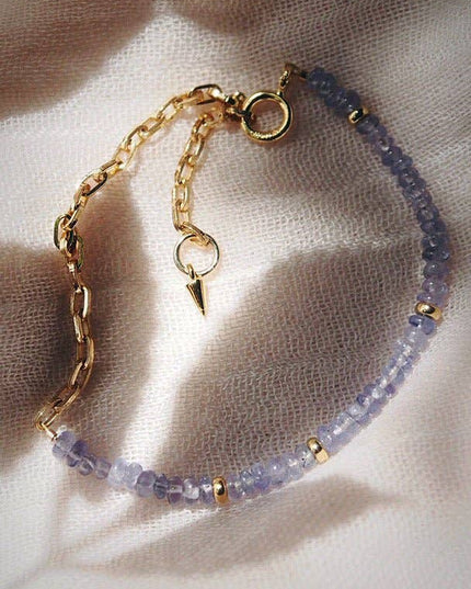 Tanzanite & Gold Chain Bracelet - Ke'ala