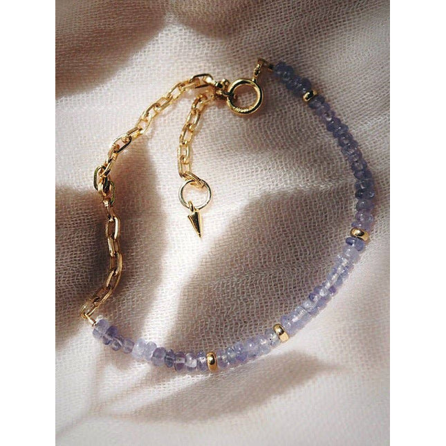 Tanzanite & Gold Chain Bracelet - Ke'ala