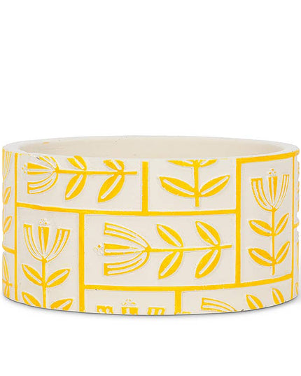 Low Floral Grid Planter-Yellow-7"D *PLANT INCLUDED!!