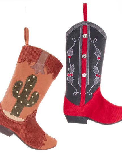 18-18.5"RED/TAN WESTRN BOOT STOCKINGS (2COUNT)