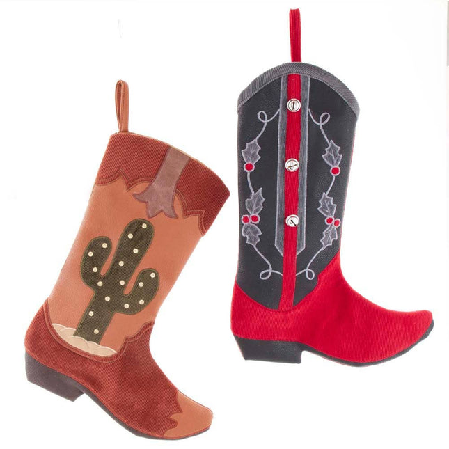18-18.5"RED/TAN WESTRN BOOT STOCKINGS (2COUNT)