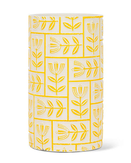 Tall Floral Grid Vase-Yellow-8.5"H *PLANT INCLUDED!!