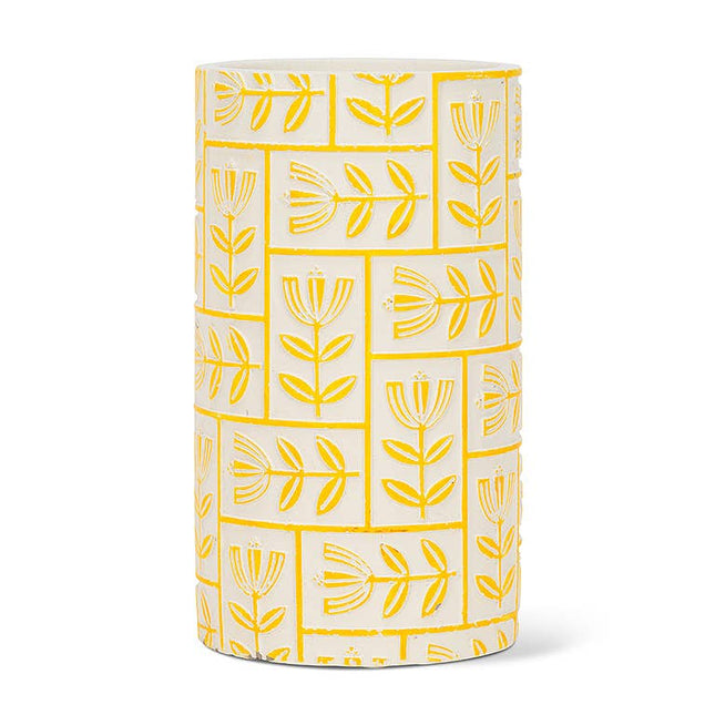 Tall Floral Grid Vase-Yellow-8.5"H *PLANT INCLUDED!!