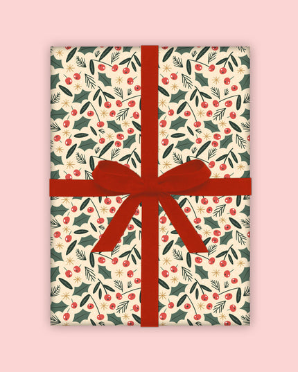 Holly and Berries Gift Wrap