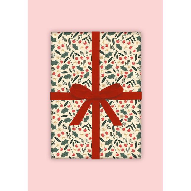 Holly and Berries Gift Wrap