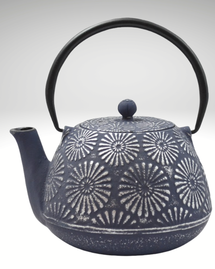 Cast Iron Teapot Blue/Silver