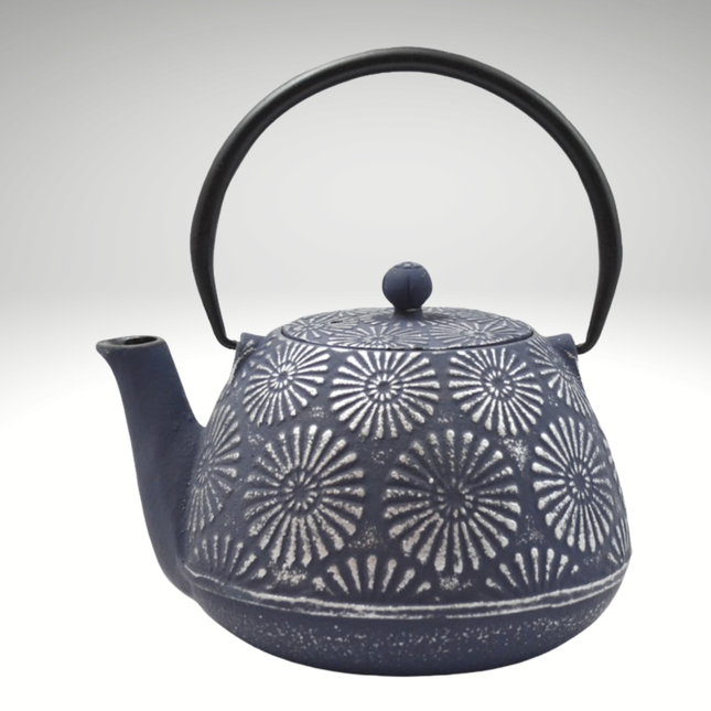 Cast Iron Teapot Blue/Silver