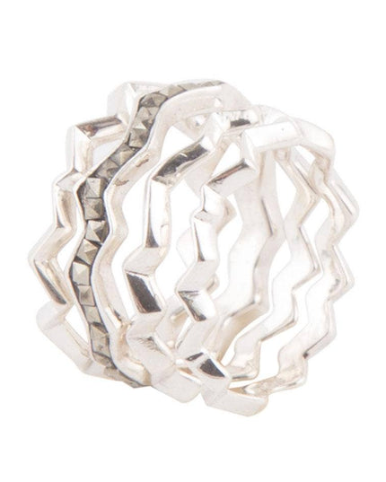 Sterling Silver Marcasite Ring: 6