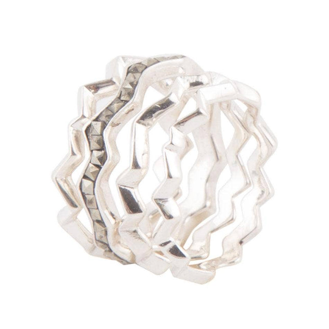 Sterling Silver Marcasite Ring: 6