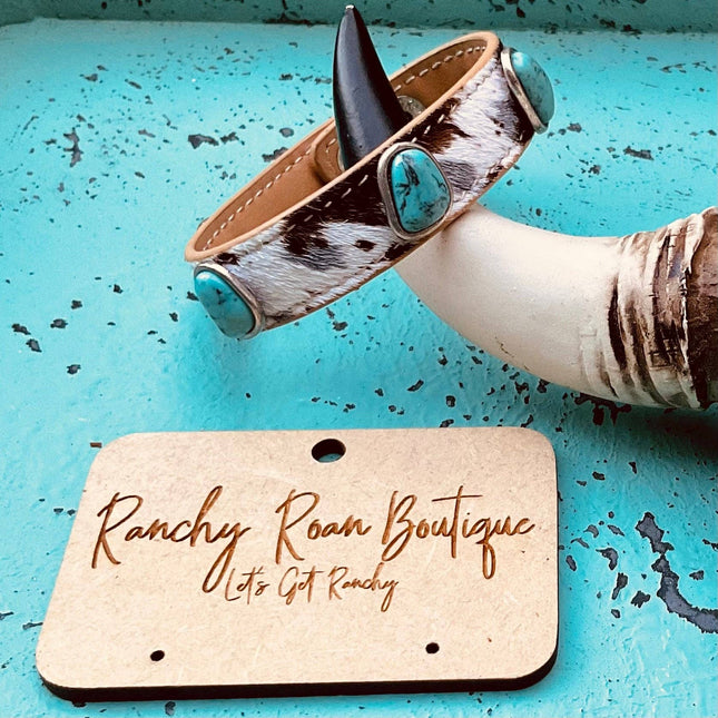 Cowhide Leather Stone Bracelet