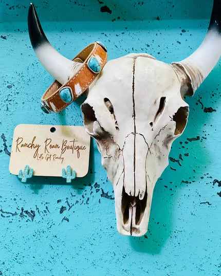 Cowhide Concho Leather Stone Bracelet
