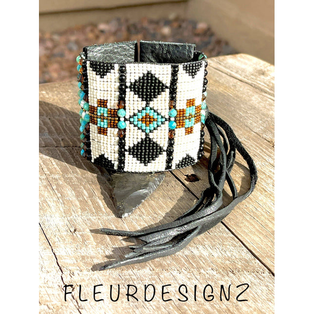 Western Leather Loom Cuff Bracelet